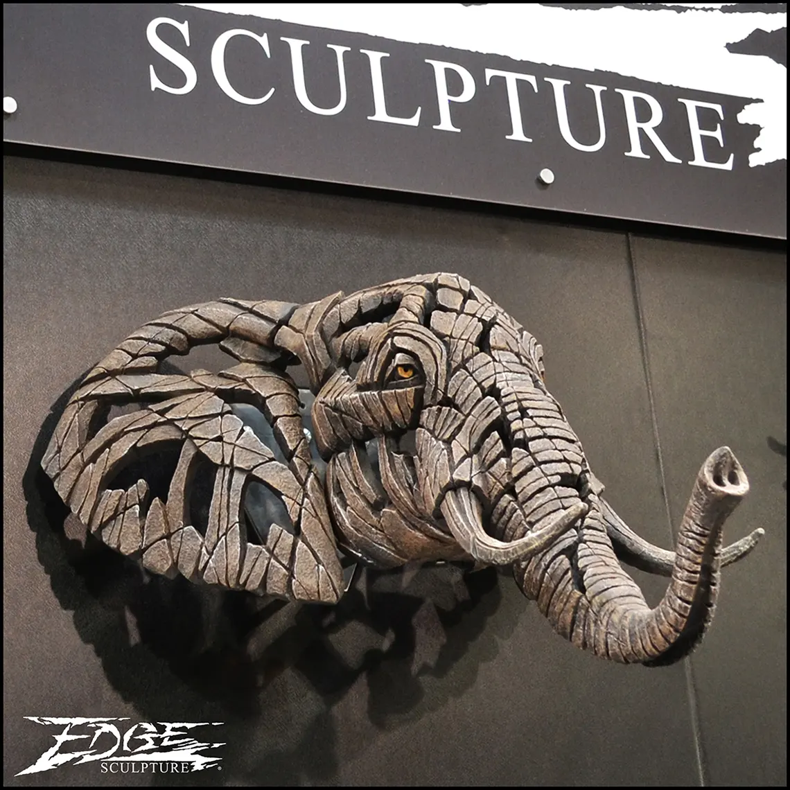 Picture showing the African Elephant bust on the wall