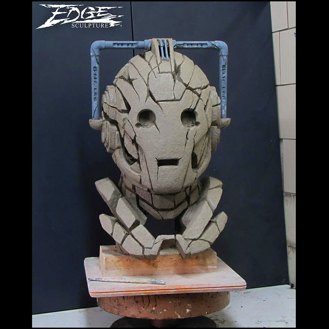 Clay sculpture of the Cyberman bust