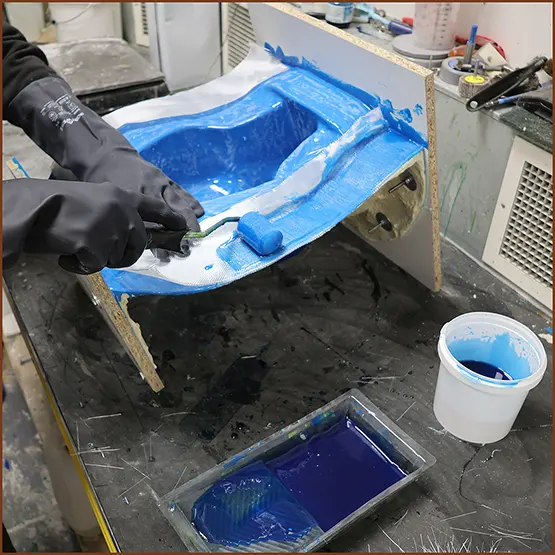 Picture of production case being made using fibre glass